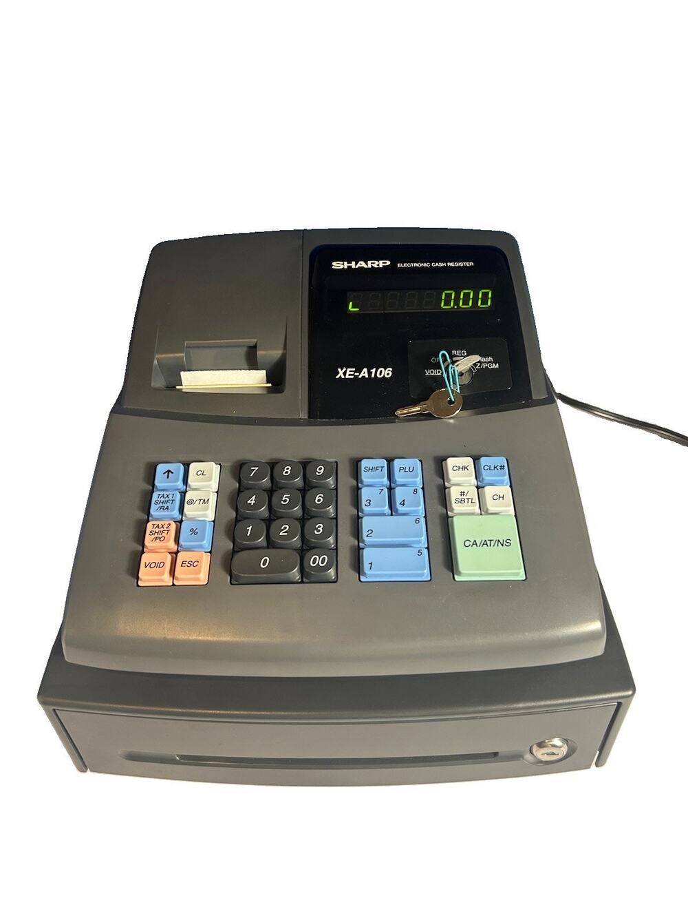 Sharp XE-A106 Electronic Cash Register Cash Drawer Receipt Printer Key Tested